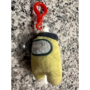 Yellow Among Us Crewmate Plush Keychain Clip Red Carabiner Bag Charm